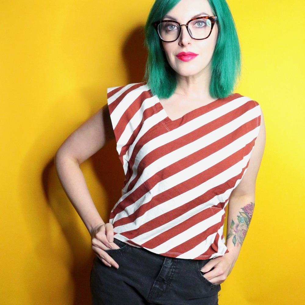 Anthro Diagonal Stripe Top - Picture 3 of 4